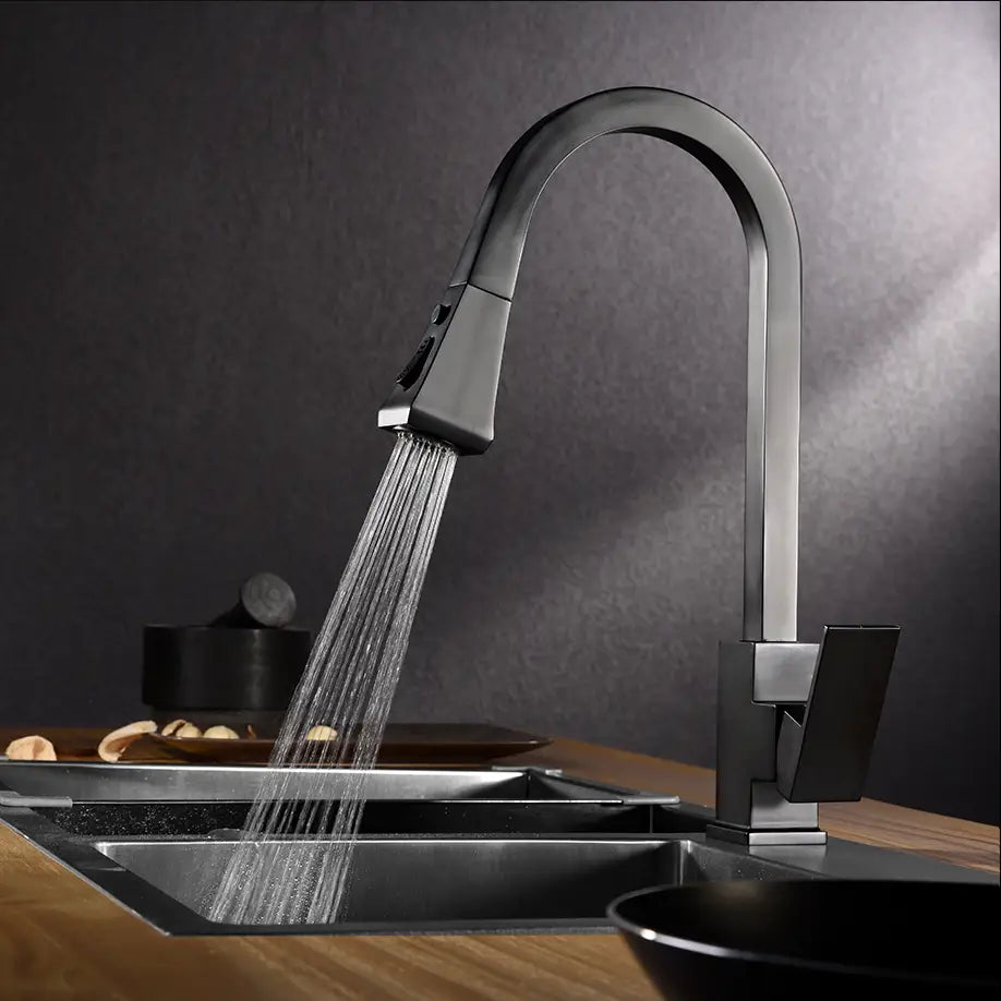 Wanfan Solid Brass Pull Out Kitchen Faucet | AllFixture
