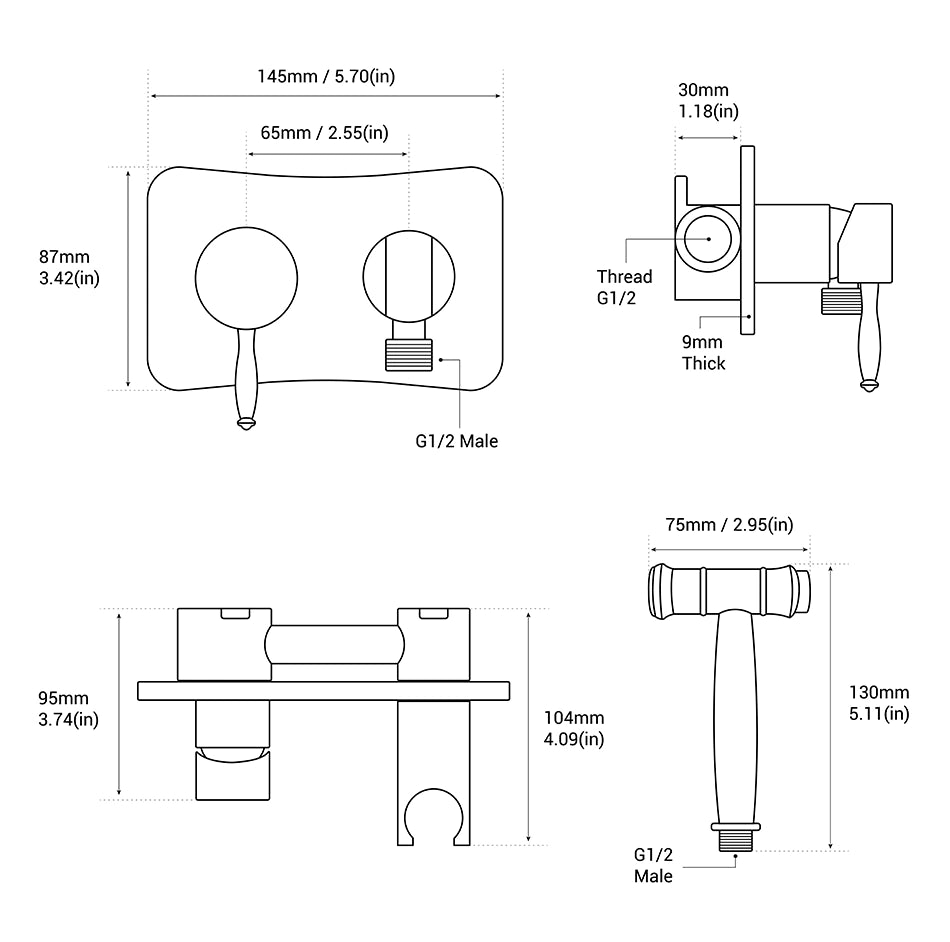 Wasser™ Solid Brass Hot & Cold Water Bidet Faucet