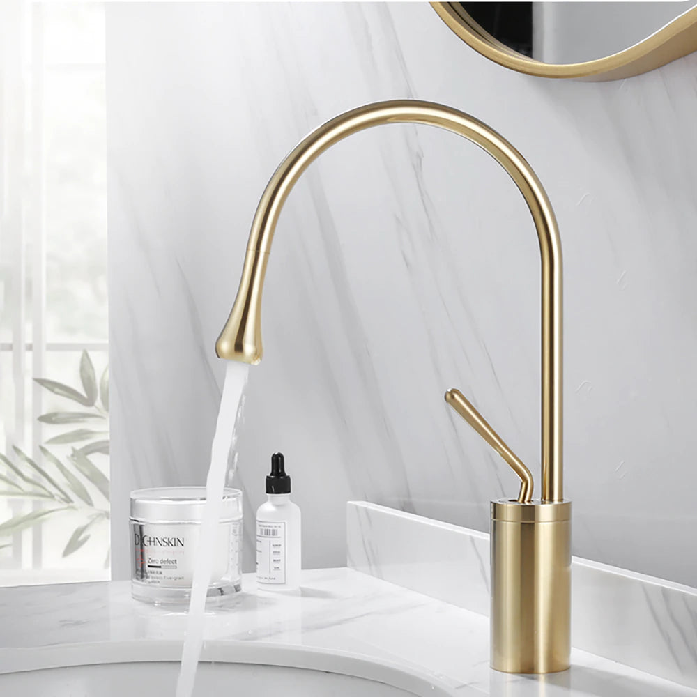 Tiqui™ Single Handle Bathroom Sink Faucet, Brushed Gold