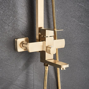 Solid Brass Rainfall Bath Shower System With Swivel Bath Spout