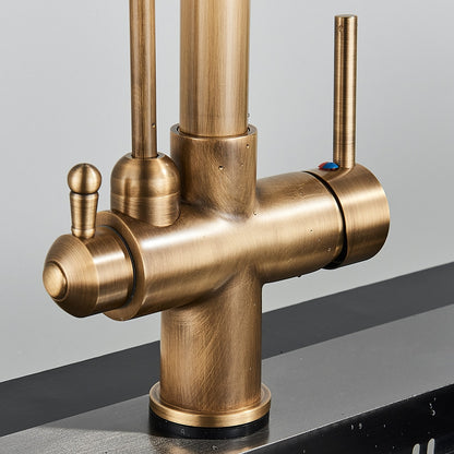 Touch Sensor Antique Brass Kitchen Faucet With Filtered Water Tap