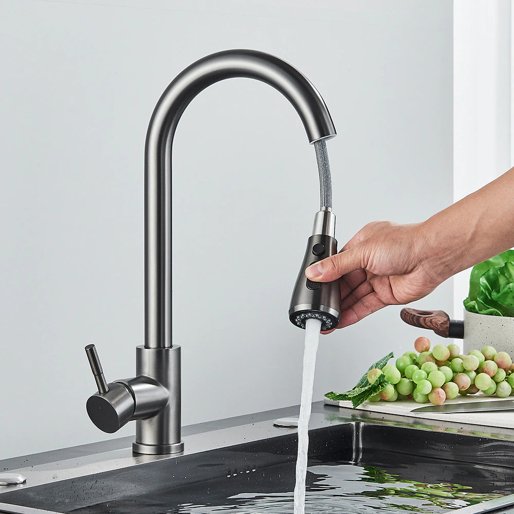 Multifunction Pull Out Spout Kitchen Faucet