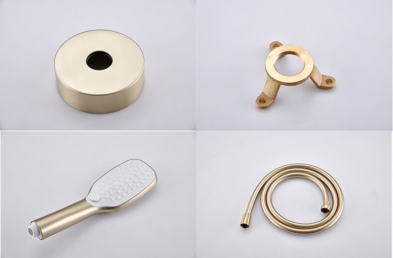 Brushed Gold Floor Mounted Bathtub Faucet Shower Mixer