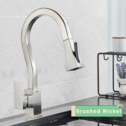 Gourmet Kitchen Faucet with Flexible Pull Down Sprayer