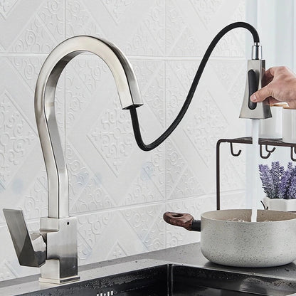 Gourmet Kitchen Faucet with Flexible Pull Down Sprayer