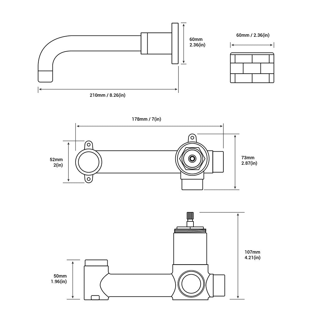 Wall Mounted Brass Matt Black Single Handle Bathtub Faucet