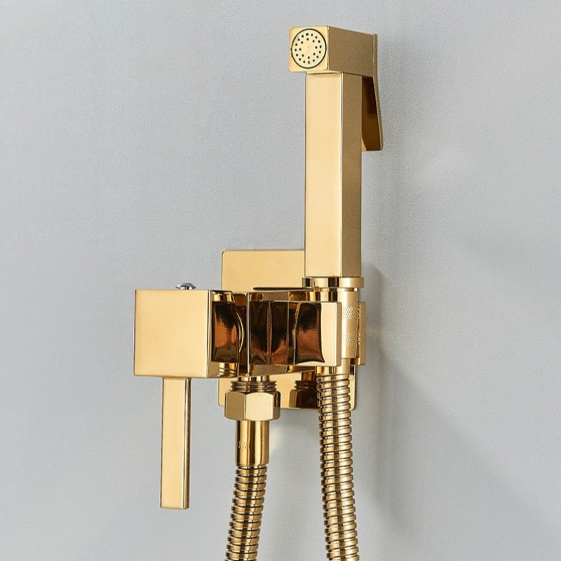Wall Mounted Toilet Sprayer Bidet Faucet, Polished Gold