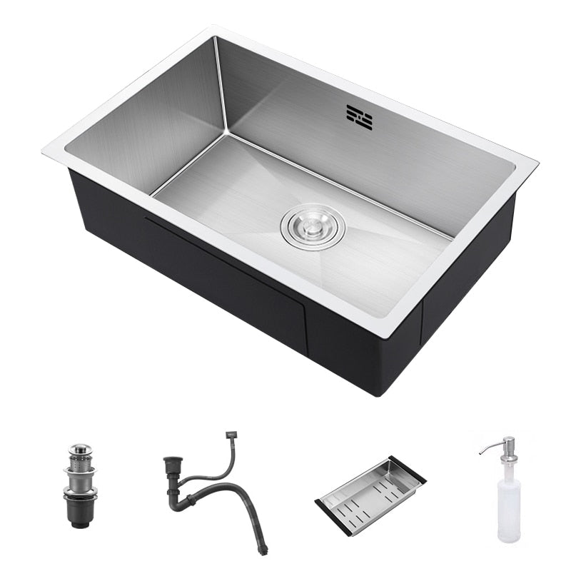 SUS304 Stainless Steel Single Bowl Home Kitchen Sink with a Small