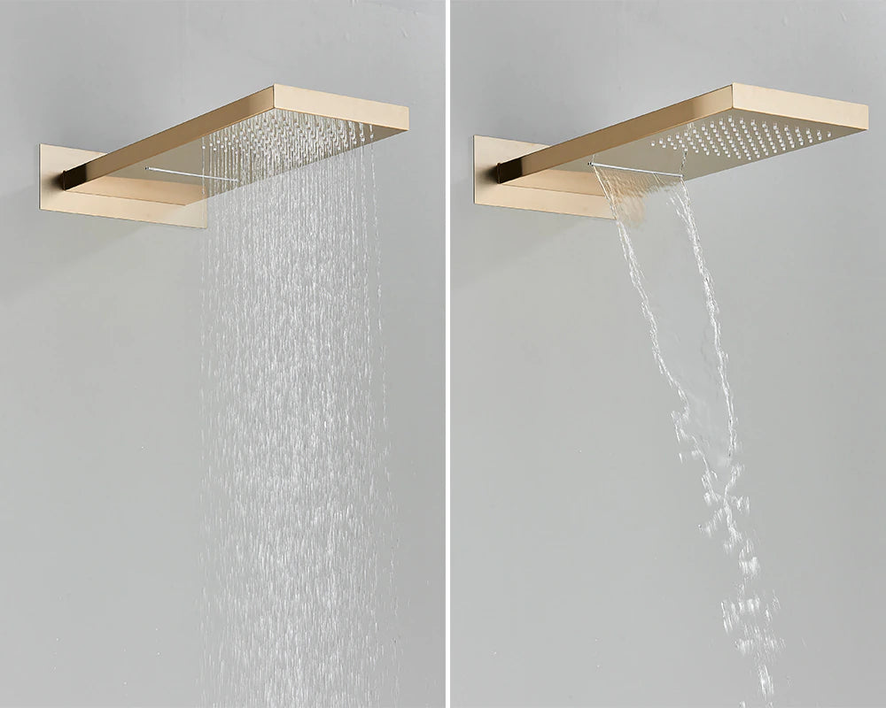 Thermostatic Wall Mounted Waterfall Rainfall Shower Head System