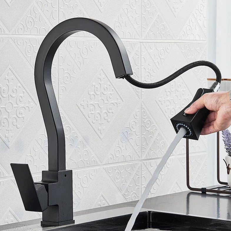 Gourmet Kitchen Faucet with Flexible Pull Down Sprayer
