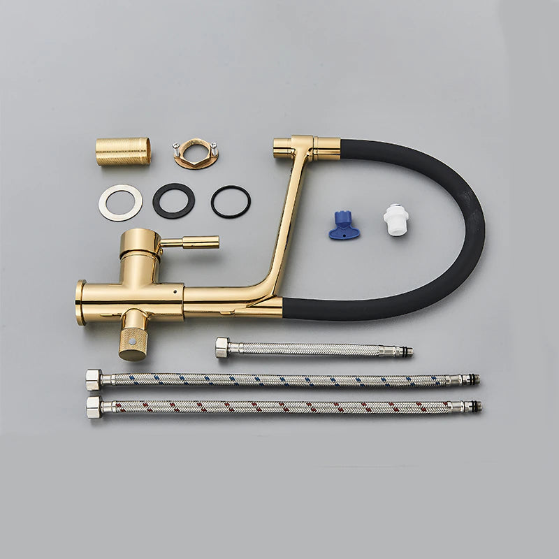 Solid Brass Kitchen Faucet With Filtered Water Tap