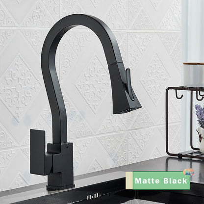 Gourmet Kitchen Faucet with Flexible Pull Down Sprayer