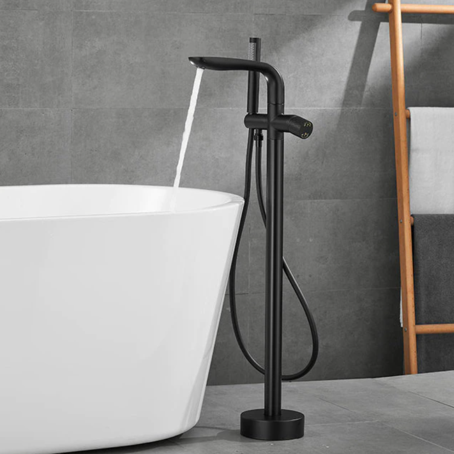 Solid Brass Floor Bathtub Faucet Shower Mixer