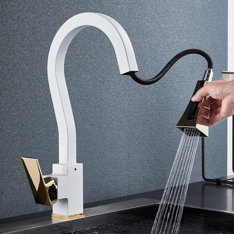 Gourmet Kitchen Faucet with Flexible Pull Down Sprayer