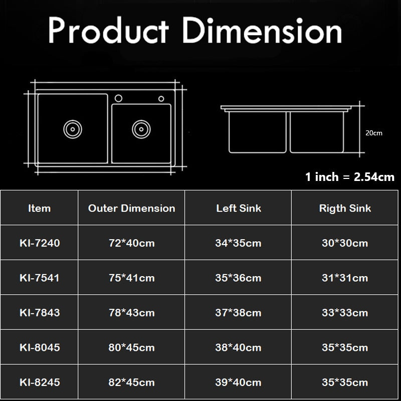 304 Stainless Steel Double Bowl Kitchen Sink