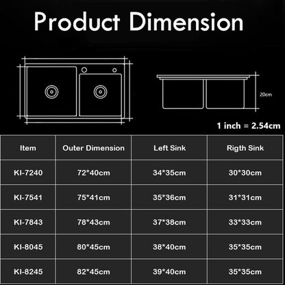 304 Stainless Steel Double Bowl Kitchen Sink