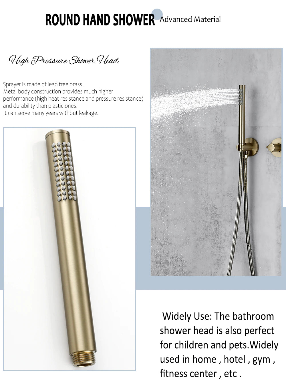 Wasser™ Brushed Gold Shower System With Handheld Sprayer