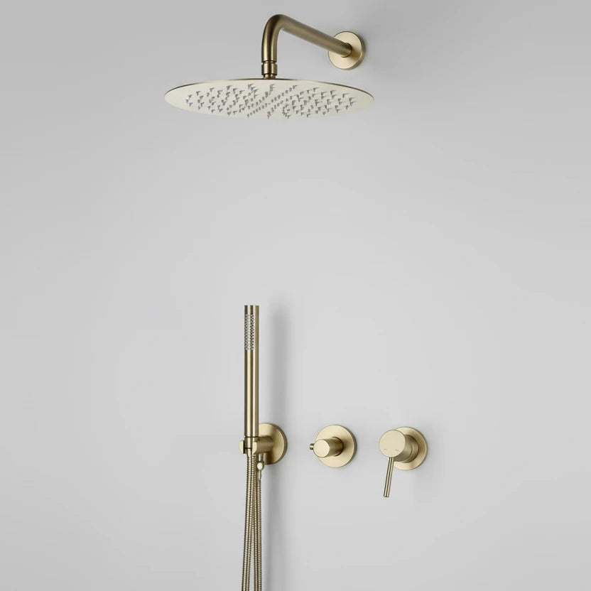 Windsor Brushed Gold Shower System With Handheld Sprayer – Rainfall Design | AllFixture